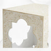 Table d'appoint à quatre feuilles incrustée d'os, design floral blanc