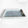 Quatrefoil Bone Inlay Tray Ice Blue