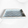 Quatrefoil Bone Inlay Tray Ice Blue