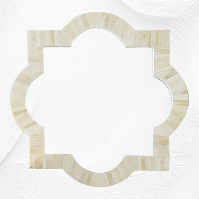 Espejo con incrustaciones de hueso natural cuatrifolio