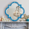 Quatrefoil Colored Bone Inlay Mirror Ocean Blue