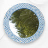 Miroir rond à incrustation d'os coloré à quatre feuilles bleu