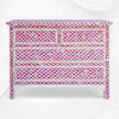 Cómoda Marrakech con incrustaciones de hueso de color rosa con 4 cajones