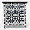Armoire latérale avec incrustation d'os, 1 tiroir, 1 porte, design citation, noir