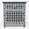 Armoire latérale avec incrustation d'os, 1 tiroir, 1 porte, design citation, noir