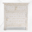 Quote Bone Inlay Bedside 1 Drawer 1 Door White