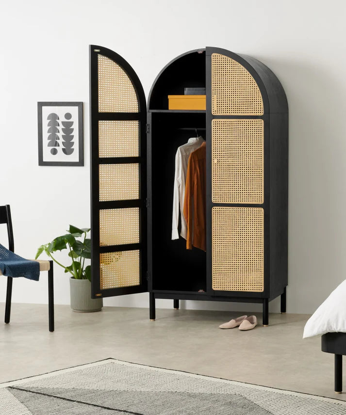 Rocky Rattan Solid Wood Wardrobe luxuryhandicrafts