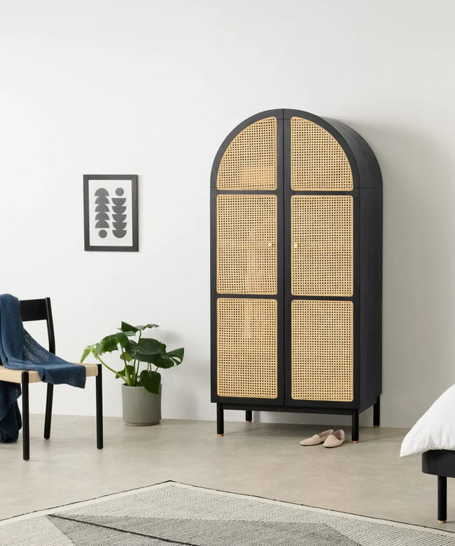 Rocky Rattan Solid Wood Wardrobe 1