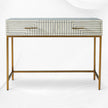 Bureau à marqueterie rayée Savi gris