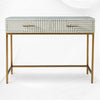 Bureau à marqueterie rayée Savi gris