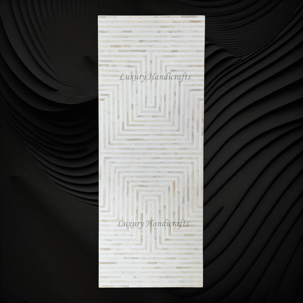 Stripe Bone Inlay Coffee Table White