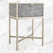 Grey bone inlay nightstand with scallop pattern – elegant bedside table