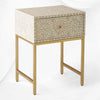Scroll Vine Bone Inlay Nightstand Grey