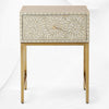 Scroll Vine Bone Inlay Nightstand Grey