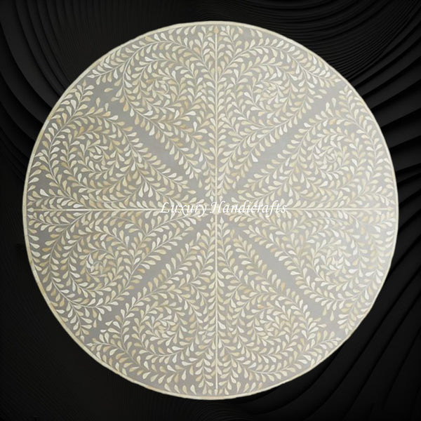 Scroll Vine Bone Inlay Coffee Table Grey  3