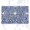 Scroll Vine Bone Inlay Chest of 3 Drawers Indigo 5