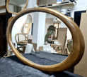 Selene Oval Solid Wood Wall Mirror side view of the frame in the workshop
