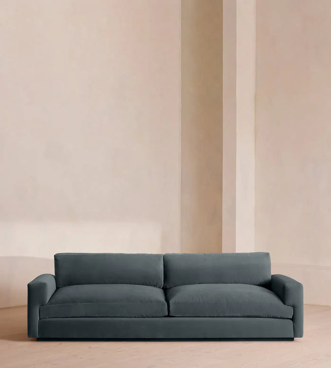 Slate Four Seater Velvet Sofa front view