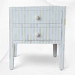 Stripe Bone Inlay 2 Drawer Bedside White