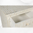 Cómoda con incrustaciones de hueso de 4 cajones Stripe White
