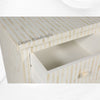Cómoda con incrustaciones de hueso de 4 cajones Stripe White