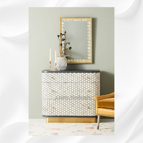 Targua Bone Inlay 3 Drawer Chest Black