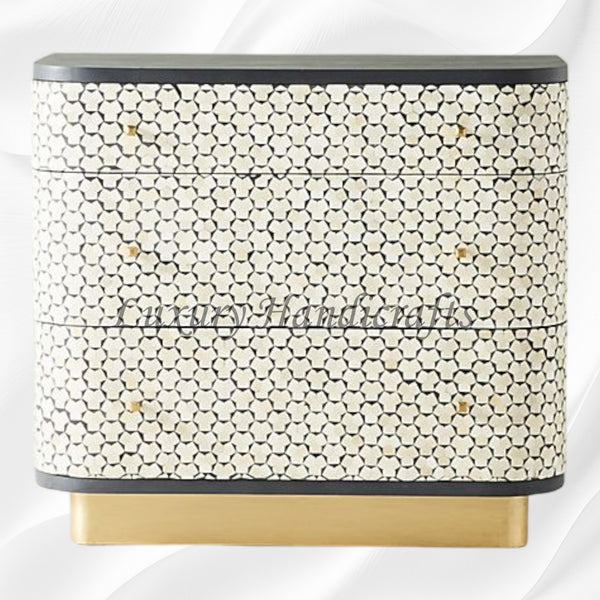 Targua Bone Inlay 3 Drawer Chest Black
