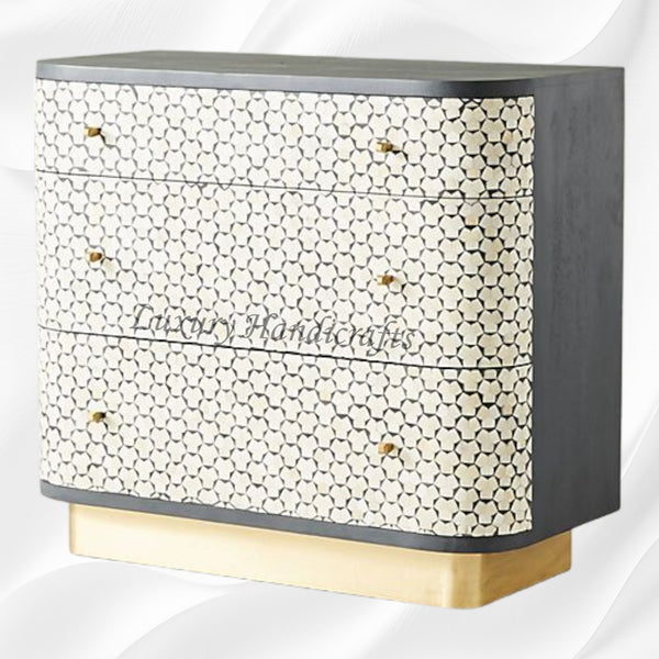 Targua Bone Inlay 3 Drawer Chest Black
