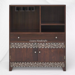 Teakwood Bone Inlay Bar Cabinet Walnut