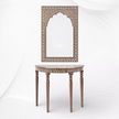 Teakwood Bone Inlay Entryway Console and Mirror Set