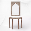 Teakwood Bone Inlay Entryway Console and Mirror Set