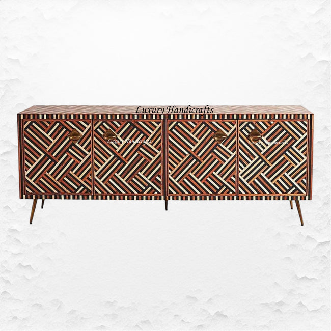 Optical Teakwood Inlay Media Console Brown 1