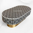 Tetris Mother of Pearl Inlay Oval Center Table Black 2