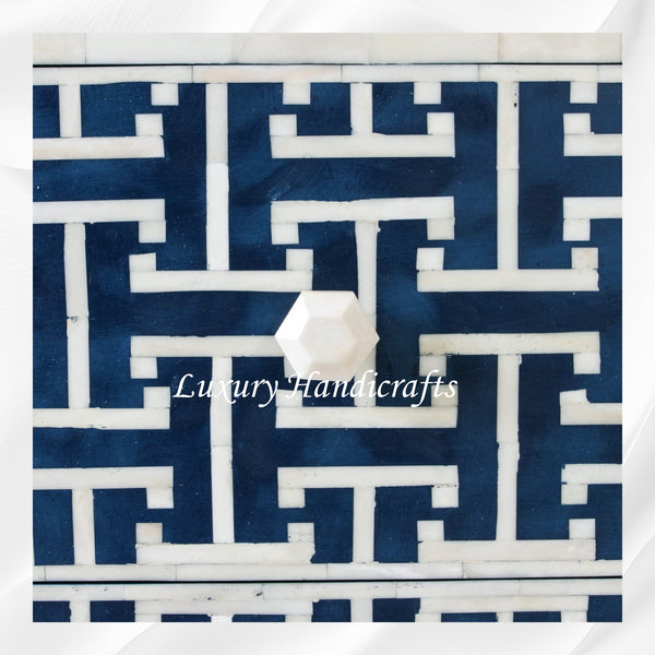 Tetris Bone Inlay 3 Drawer Dresser Indigo