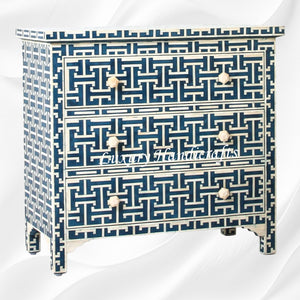 Tetris Bone Inlay 3 Drawer Dresser Indigo