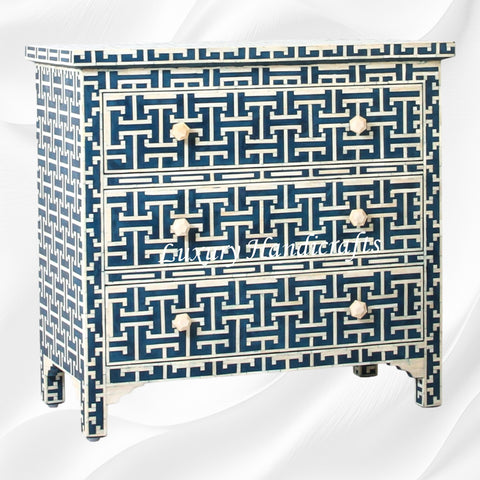 Tetris Bone Inlay 3 Drawer Dresser Indigo