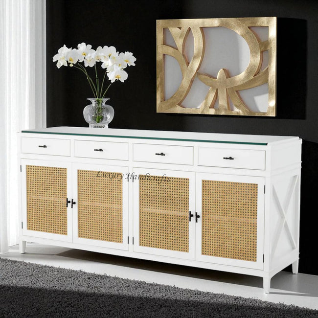 Texas Cane Credenza White