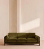 Verde Three Seater Sofa with Reversible Cushions in olive velvet