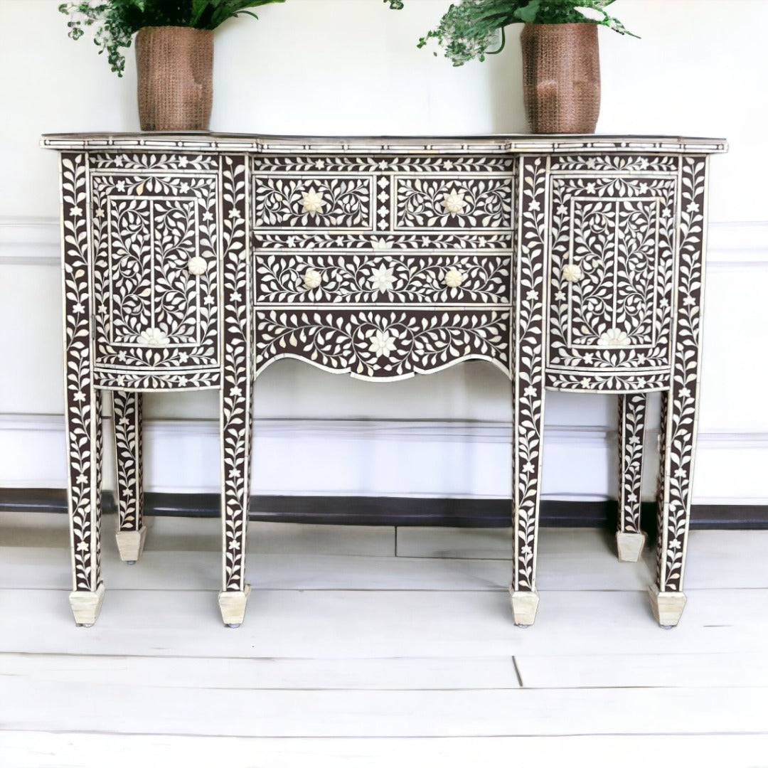 Bone Inlay Victorian Buffet Brown – Luxury Handicraft