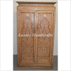 Vintage Anglo Indian Teak Wood Wardrobe Bone Inlaid Almirah 2