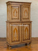 Vintage Anglo Indian Teak Wood Wardrobe Bone Inlaid Cabinet 2