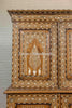 Vintage Anglo Indian Teak Wood Wardrobe Bone Inlaid Cabinet 5