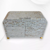 Waterfall MOP Inlay 2 Drawer 2 Door Cabinet Grey