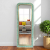 Waterfall Bone Inlay Floor Mirror Elf Green
