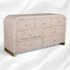 Waterfall Bone Inlay 7 Drawer Sideboard Peach 2