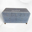 Waterfall Bone Inlay 7 Drawer Sideboard Navy Blue 2