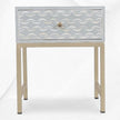 Comodino design onda marina con intarsio in osso grigio chiaro