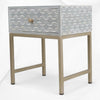 Comodino design onda marina con intarsio in osso grigio chiaro