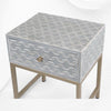 Comodino design onda marina con intarsio in osso grigio chiaro