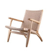 Weave Rope Seat Wooden Lounge Chair on a white background